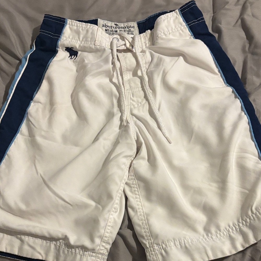 Abercrombie & Fitch White and Navy Swim Shorts